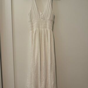 Abercrombie & Fitch Cream V-Neck Smocked Waist Maxi Dress